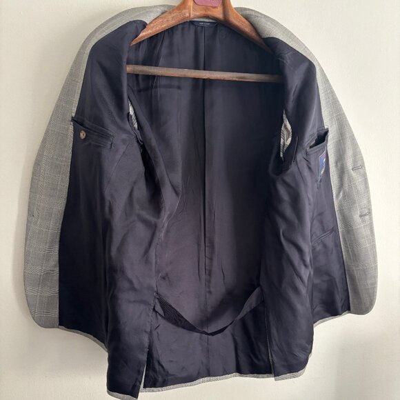 $1800 Brooks Brothers Checked Grey Wool Suit 40- 42, Pants 35 Made in Italy - Picture 4 of 16